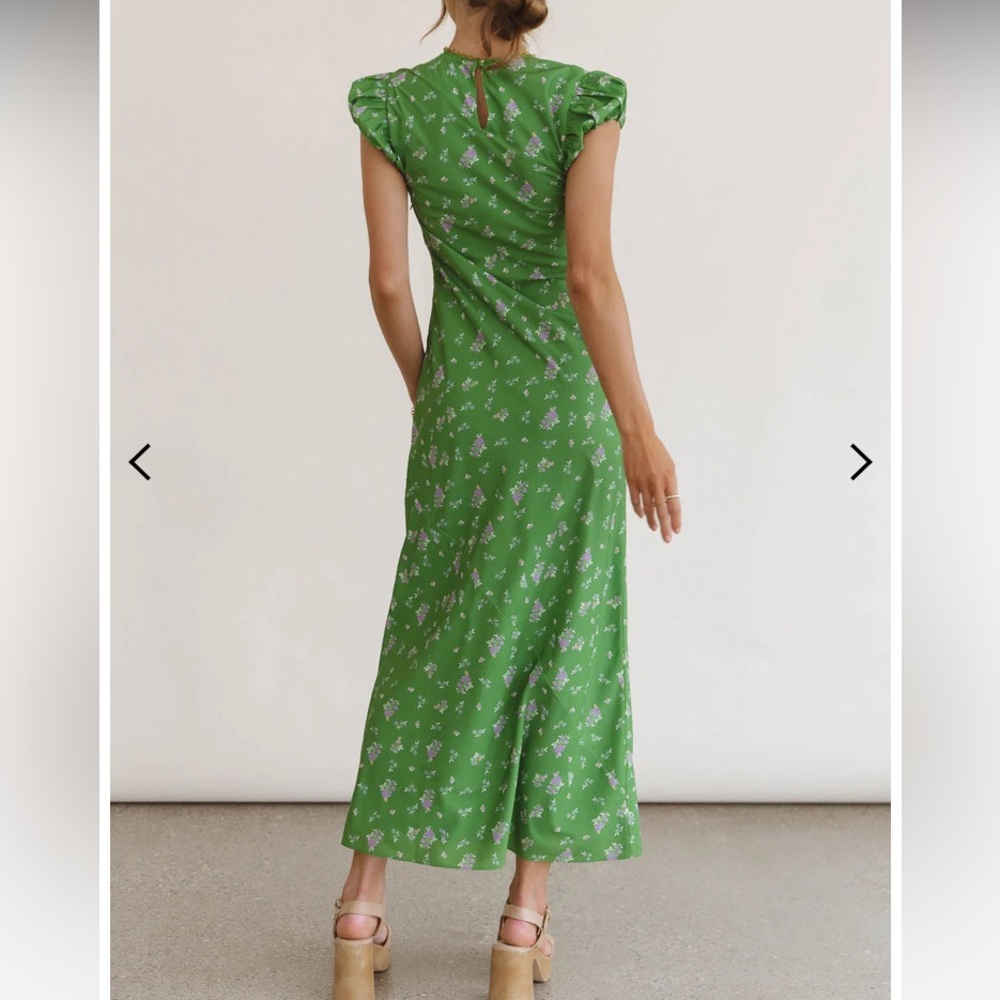 Bohme Ellianna Green Floral Maxi Dress Formal Wedding Guest Summer Vacation - Picture 4 of 13